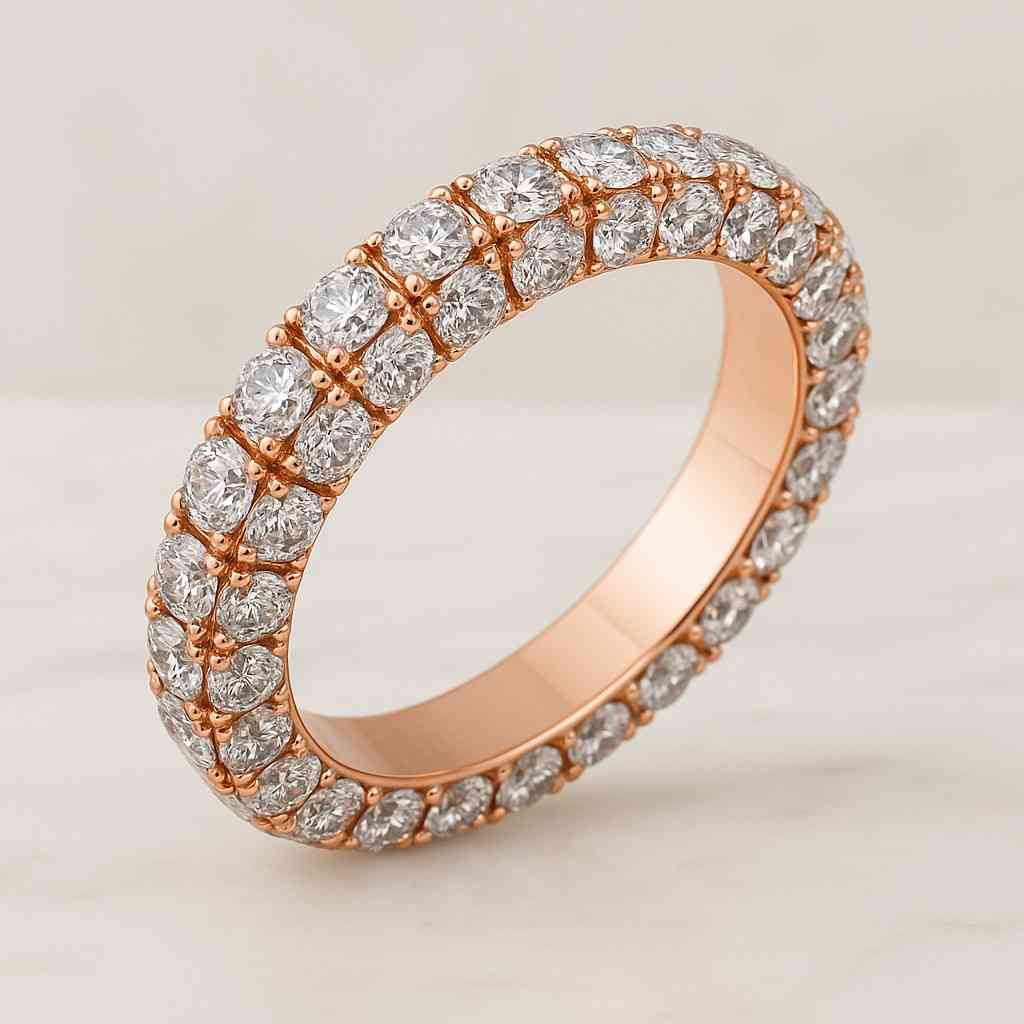 Marriage Bands Stackable Band Anniversary Bands Round Lab Grown Diamond Ring Real Diamond Anniversary Ring Round Diamond Band Gift