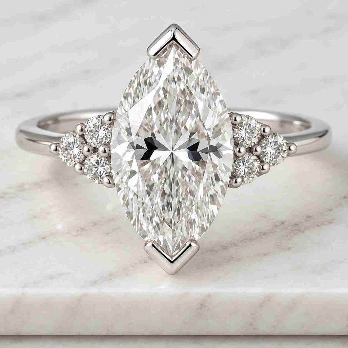 maruqise cut lab grown e,vvs2, igi certified diamond engagement ring, 2mm band ring, solitaire cushion ring for her anniversary gifts
