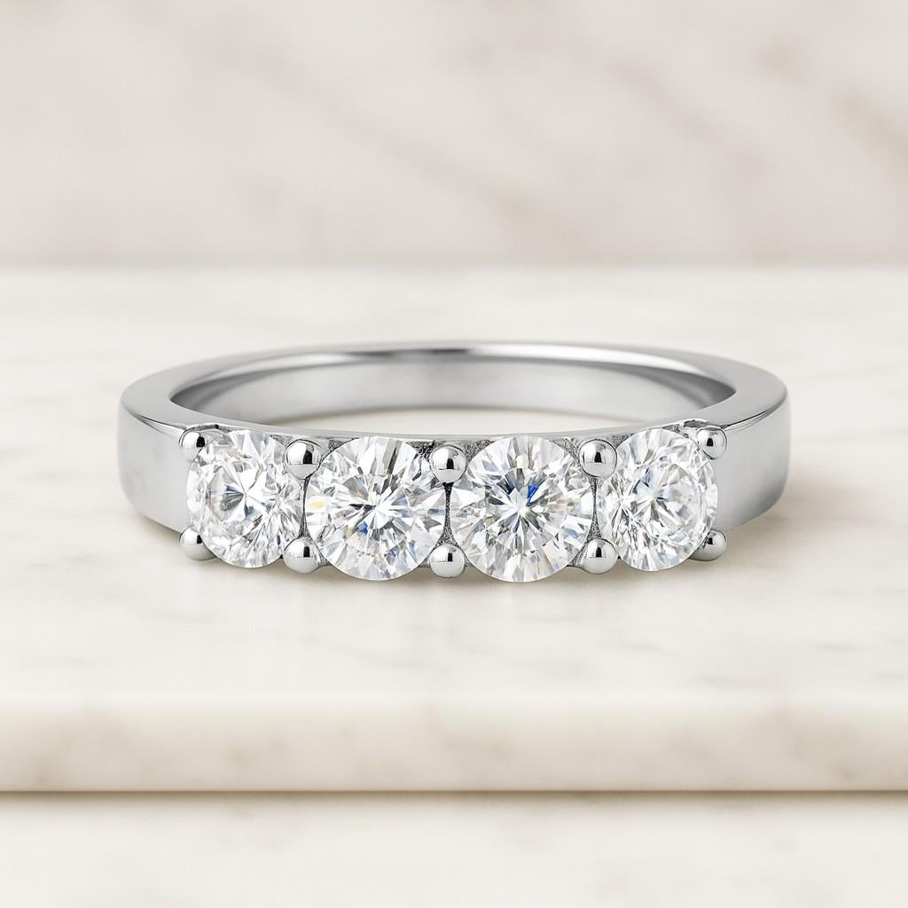 Matching Stacking Anniversary Ring Diamond Half Eternity Band Solitaire Bridal Ring Round Lab Grown Diamond Engagement Ring, Lab Created Diamond Wedding Ring, Diamond Anniversary Ring for Wife, Comfort Fit Twisted Band Gift