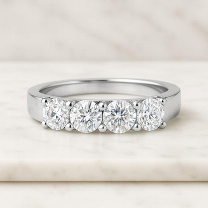 Matching Stacking Anniversary Ring Diamond Half Eternity Band Solitaire Bridal Ring Round Lab Grown Diamond Engagement Ring, Lab Created Diamond Wedding Ring, Diamond Anniversary Ring for Wife, Comfort Fit Twisted Band Gift