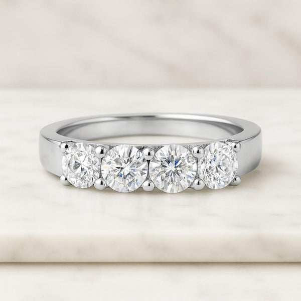 Matching Stacking Anniversary Ring Diamond Half Eternity Band Solitaire Bridal Ring Round Lab Grown Diamond Engagement Ring, Lab Created Diamond Wedding Ring, Diamond Anniversary Ring for Wife, Comfort Fit Twisted Band Gift