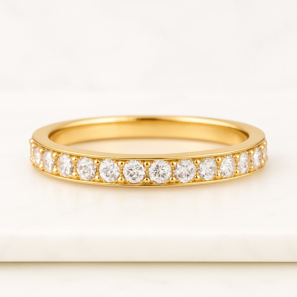 Matching Stacking Anniversary Ring Round Seven Stone Wedding Band