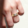 Round Cut Moissanite Diamond Signet Ring for Men in 14K Yellow Gold