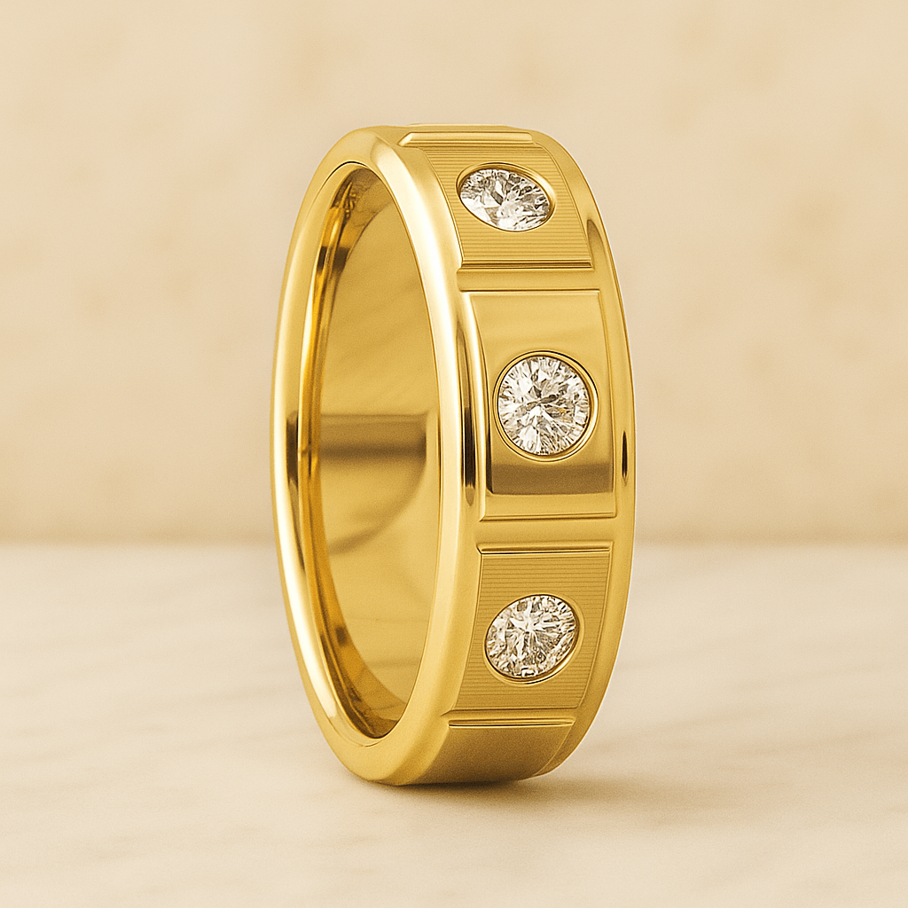 Men’s Wedding Band  14K Rose Gold Diamond Band