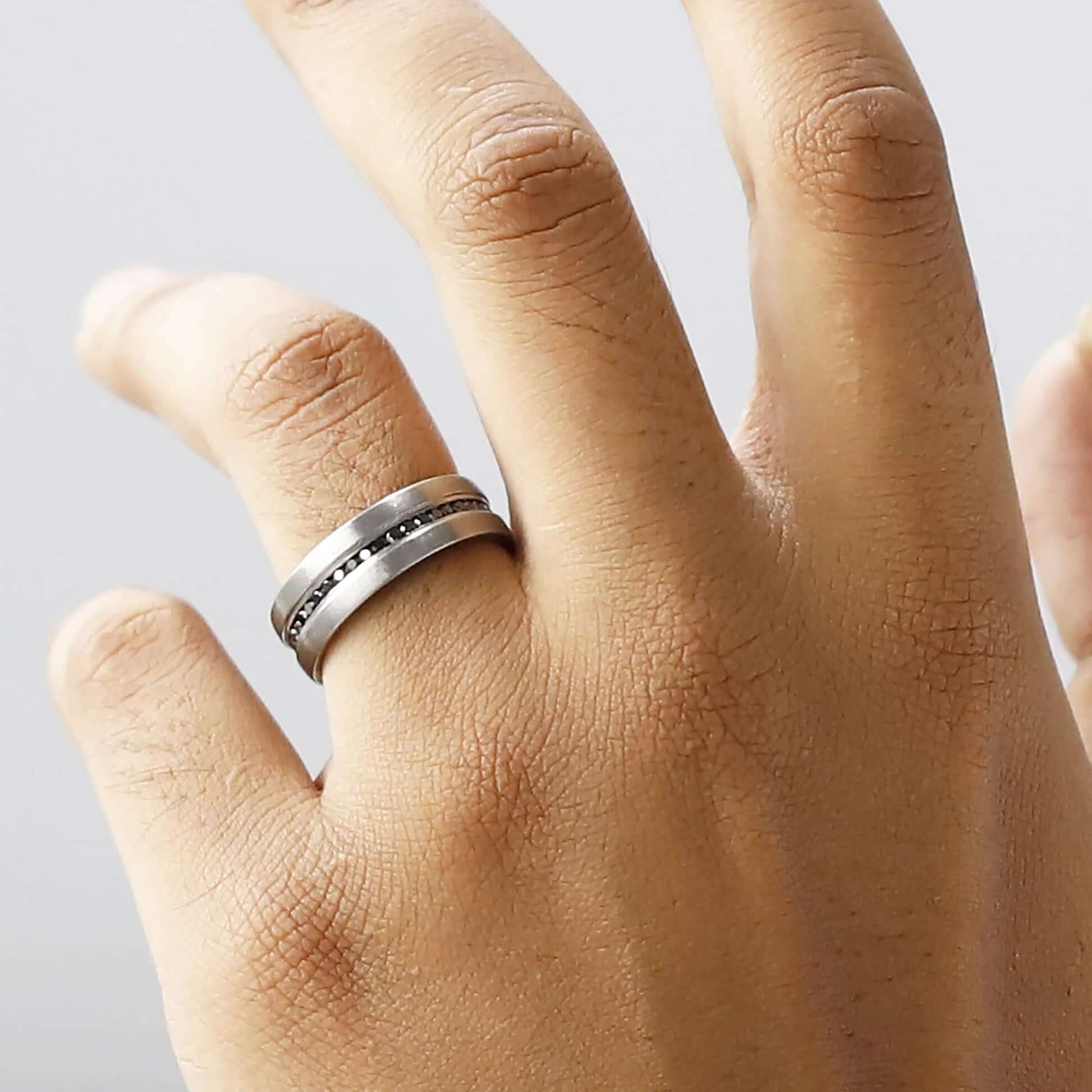 Men’s Wedding Band set with Black Diamonds