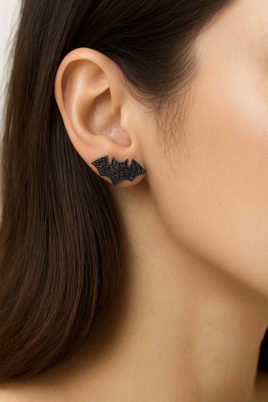 Men's Women's Oxidized 925 Sterling Silver Iced Out Hip Hop Round Black Diamond Stud Cluster Earrings