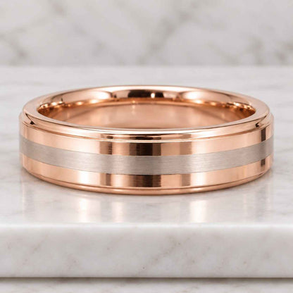 Mens Silver Wedding Band, Brushed Tungsten Wedding Band, Silver Tungsten Ring, Beveled Tungsten Ring, Mens Wedding Ring
