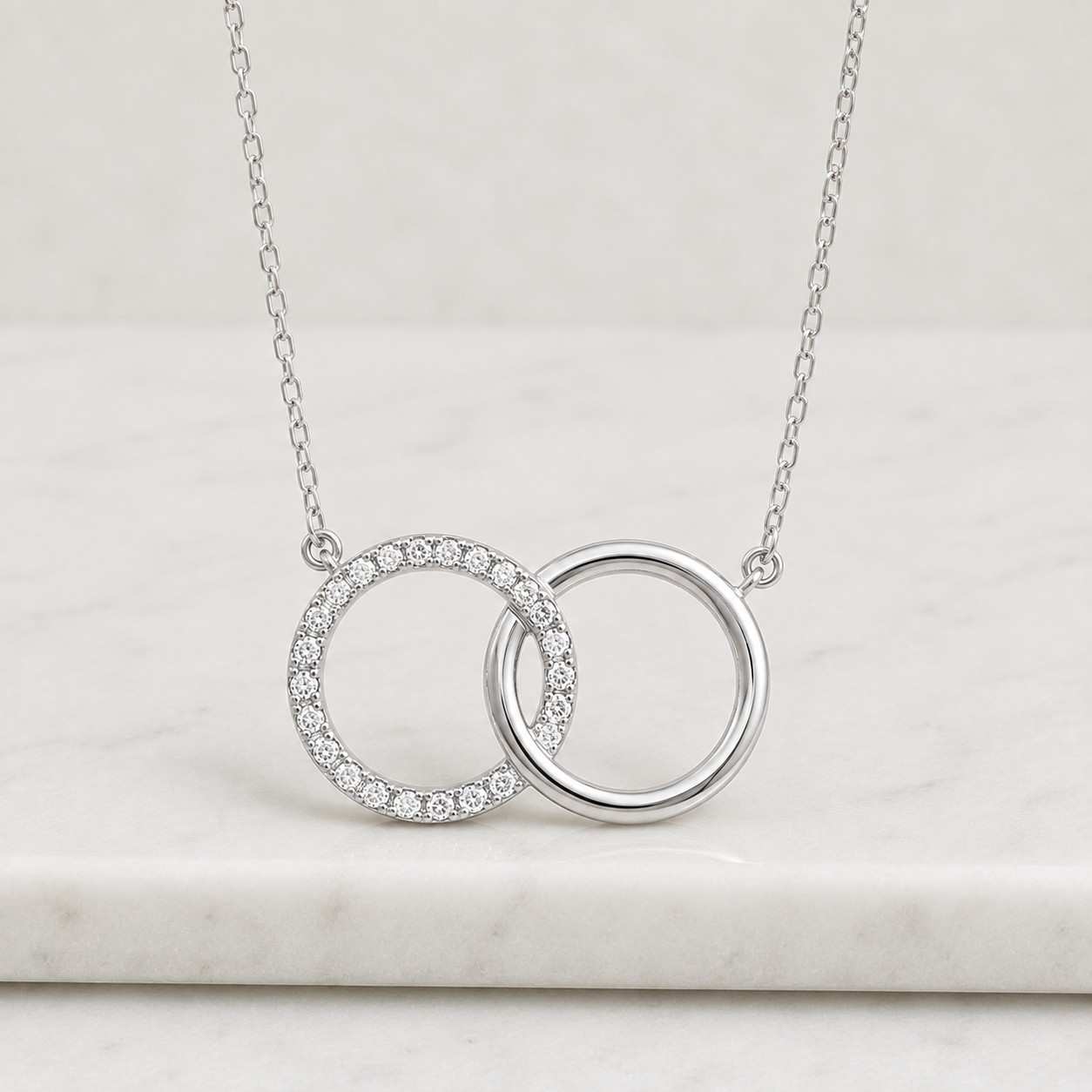 Maya Mia Dainty Diamond Interlocking Circles Necklace
