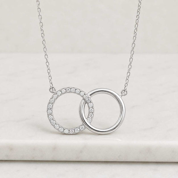 Maya Mia Dainty Diamond Interlocking Circles Necklace