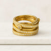 18K Gold Round Diamond Multi Band Crossover Ring