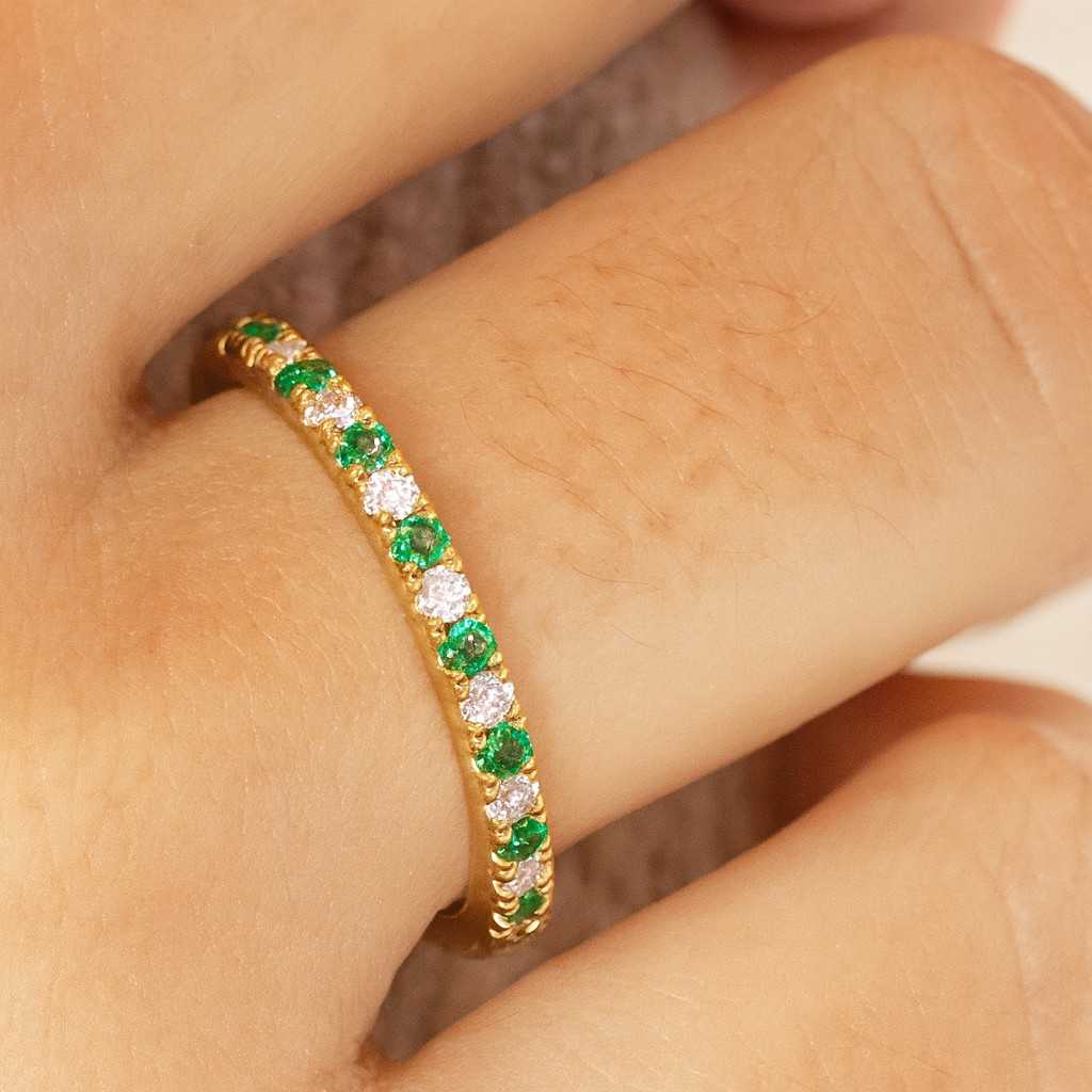 Micro Pave Eternity Diamond Ring 14k Gold Micro Pave Wedding Ring Full Eternity Stacking Ring