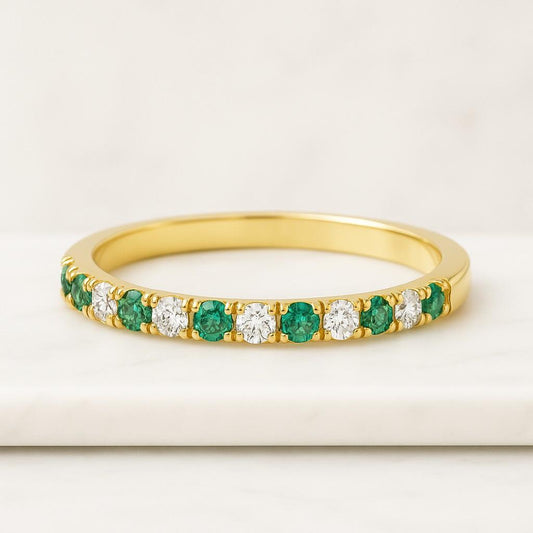 Micro Pave Eternity Diamond Ring Delicate Diamond Wedding Band Full Eternity Stacking Ring