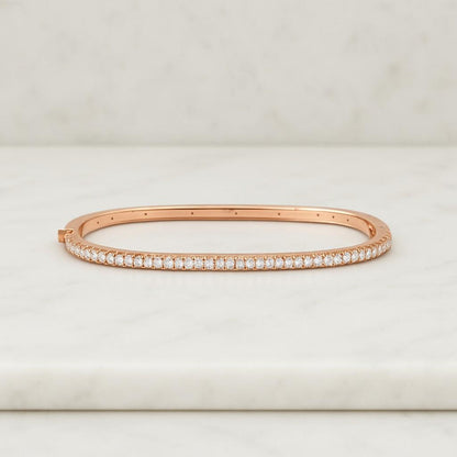 925 Sterling Silver Half Eternity Bangle 1.30 MM Round Cut Moissanite Diamond Engagement Bangle
