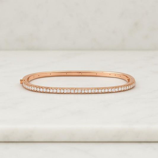925 Sterling Silver Half Eternity Bangle 1.30 MM Round Cut Moissanite Diamond Engagement Bangle