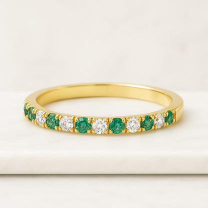 Micro Pave Eternity Diamond Ring Delicate Diamond Wedding Band Full Eternity Stacking Ring