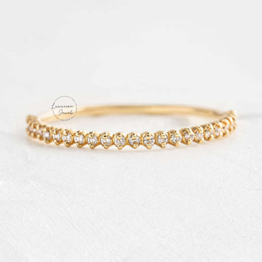  Micro Pave Half Eternity Diamond Band