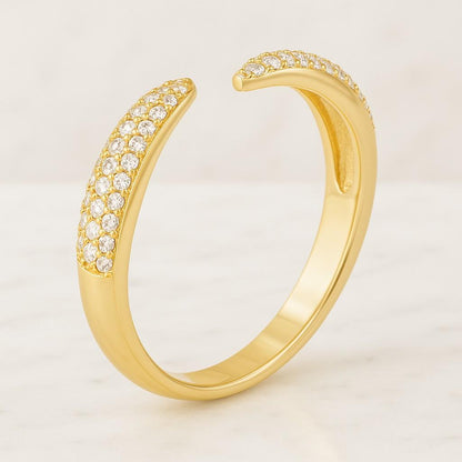 Micro Pave Moissanite Open Cuff Double Claw Stackable Wedding Band