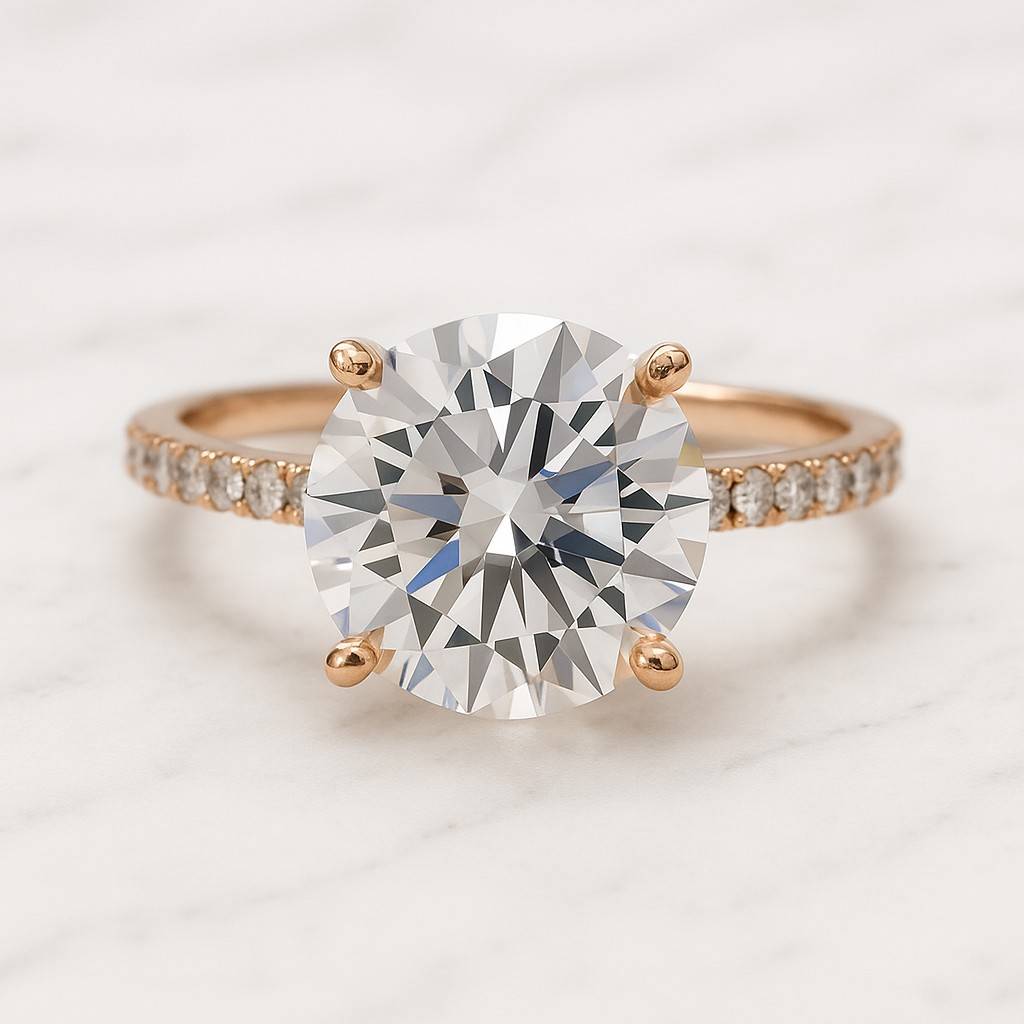 Micro Pave Round Half Eternity Lab-Grown Diamond or Moissanite Wedding Ring 14k Gold Stacking Ring