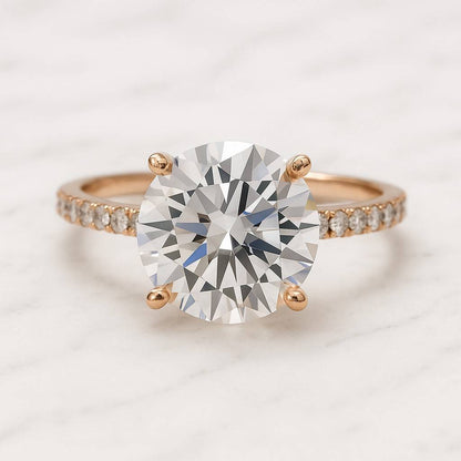 Micro Pave Round Half Eternity Lab-Grown Diamond or Moissanite Wedding Ring 14k Gold Stacking Ring