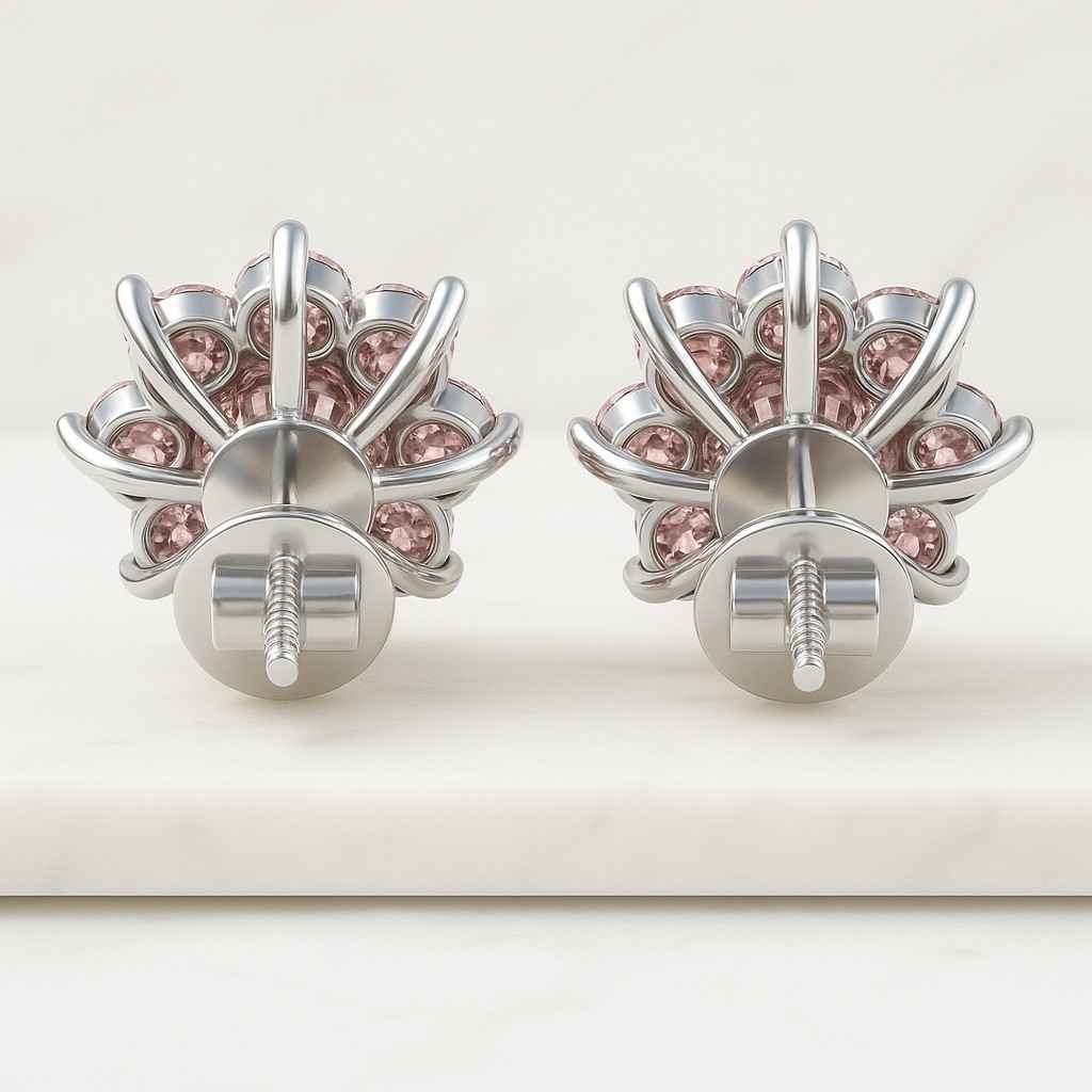 Minimal Flower Stud Earrings Diamond Flower Earrings Gift for Her Minimalist Wedding Earrings Gift for Daughter