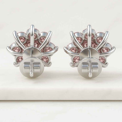 Minimal Flower Stud Earrings Diamond Flower Earrings Gift for Her Minimalist Wedding Earrings Gift for Daughter