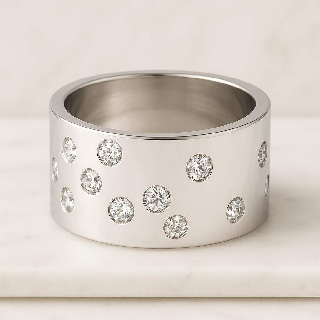 Minimalist Curved Diamond Wedding Band Custom Stacking Ring