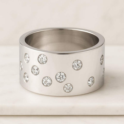 Minimalist Curved Diamond Wedding Band Custom Stacking Ring