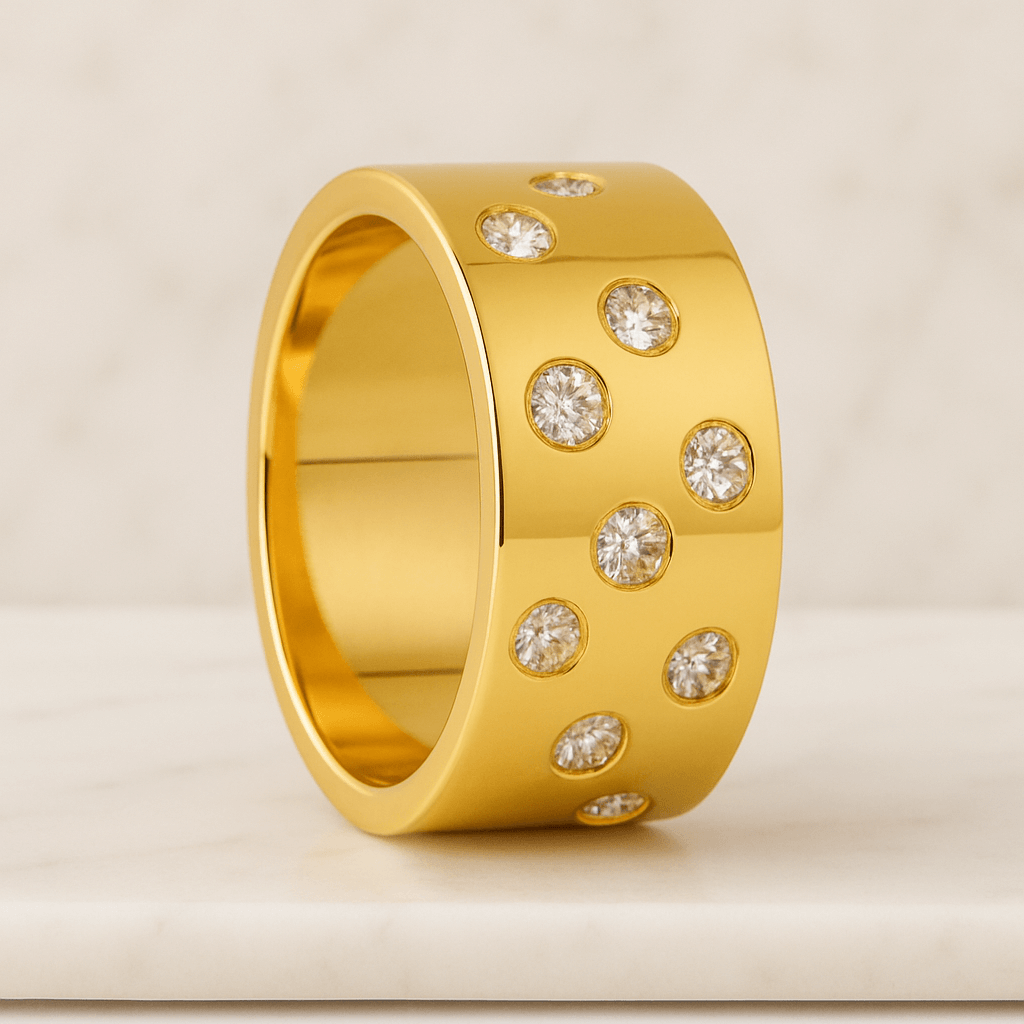 Minimalist Curved Diamond Wedding Band Custom Stacking Ring