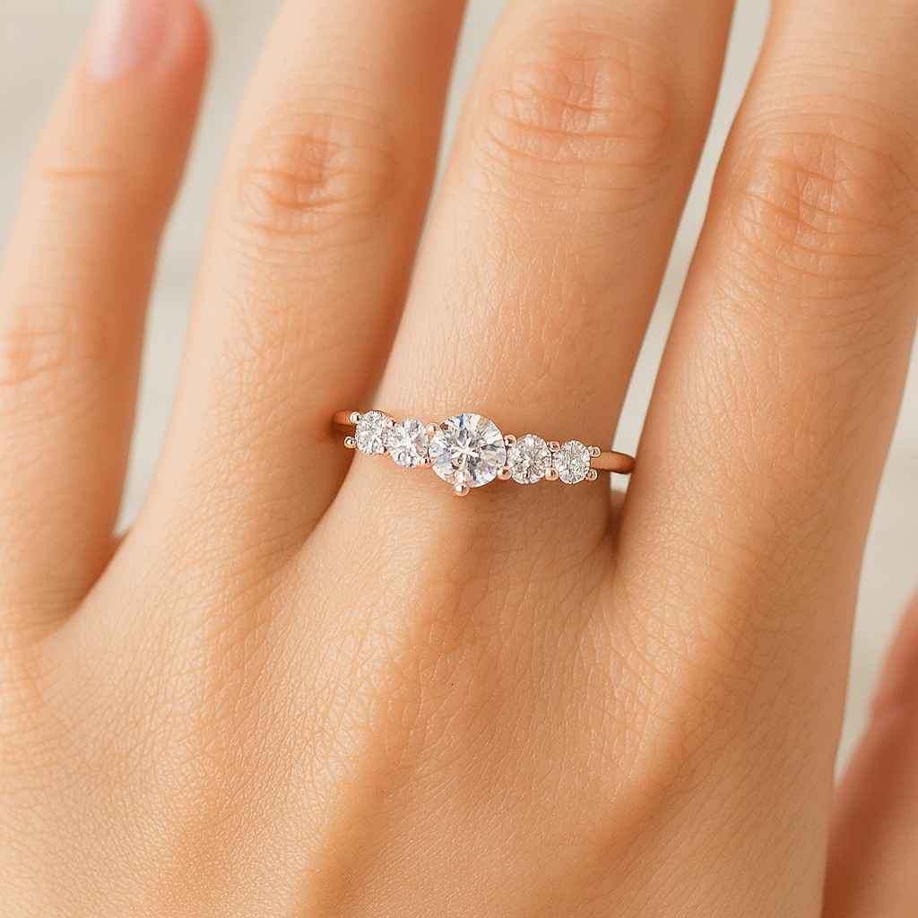 Minimalist Curved Moissanite Wedding band 14K Gold Chevron anniversary band for her