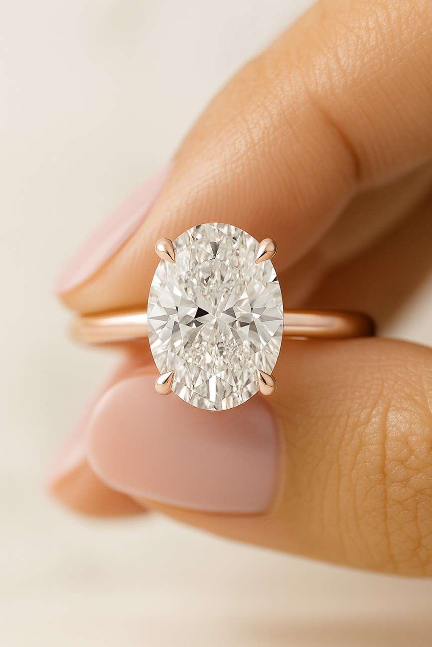 Minimalist Diamond Engagement Ring Set Round Brilliant Diamond Ring Set