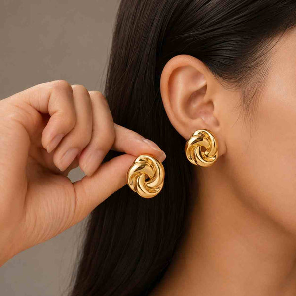 Minimalist Gold Knot Earrings Chunky Gold Hoop Earrings Interlocking Hoop Earrings  Quiet Luxury  Girlfriend Gift  Best Friend Gift