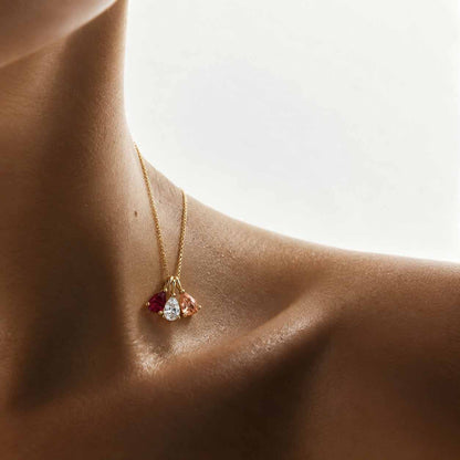 Minimalist Heart Necklace, Lab Grown Diamond Accent, 14K Gold Chain
