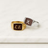 Real Gold Initial Ring, 14k Gold Diamond Letter Engraved Ring For Couples