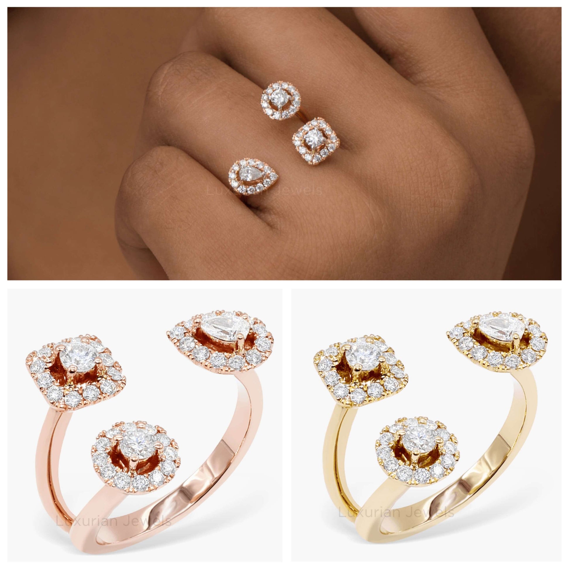 Minimalist Open Diamond Ring, Midi Ring, Perfect Proposal Ring