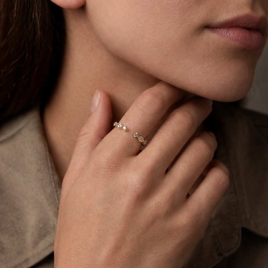 minimalist open gap wedding band, marquise and round moissanite band, half eternity band, stackable matching band for women, enhancer ring
