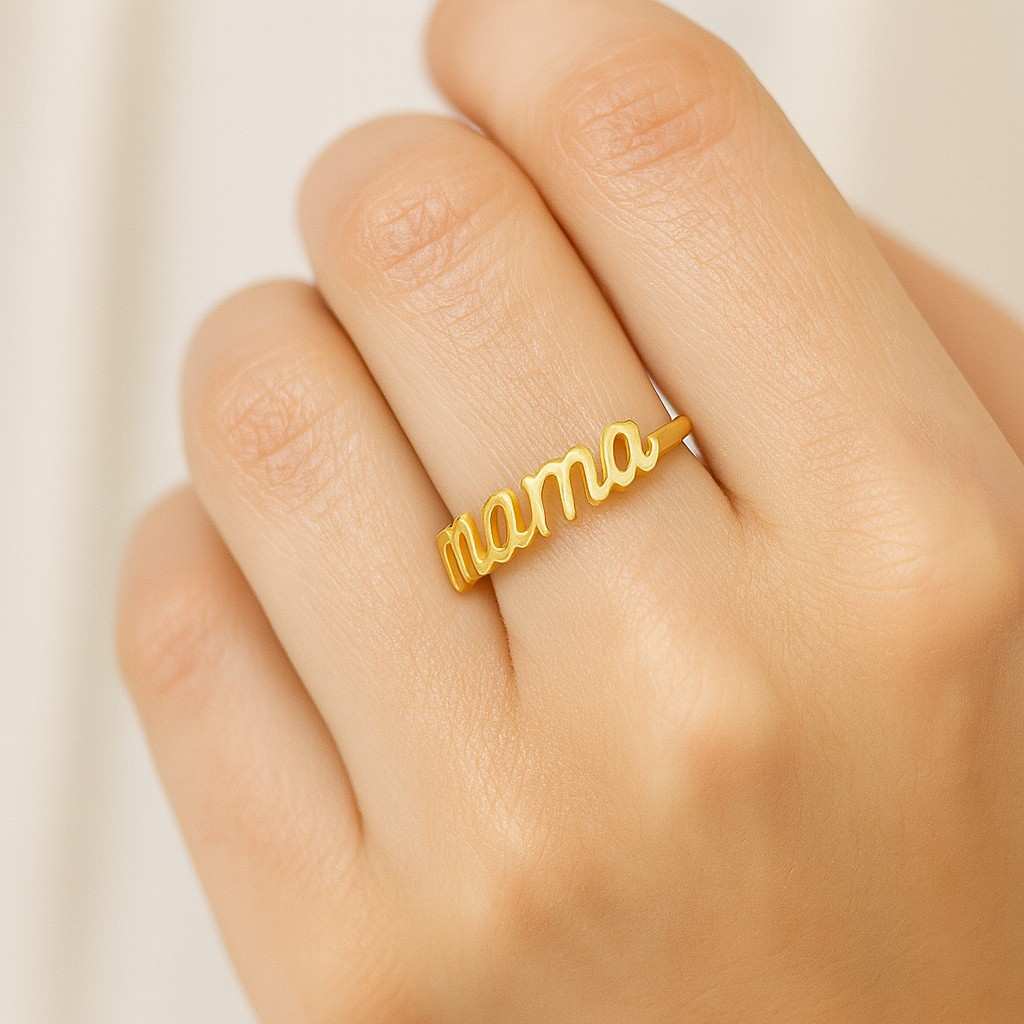 Minimalist Ring White Yellow Rose Gold Dainty Name Ring