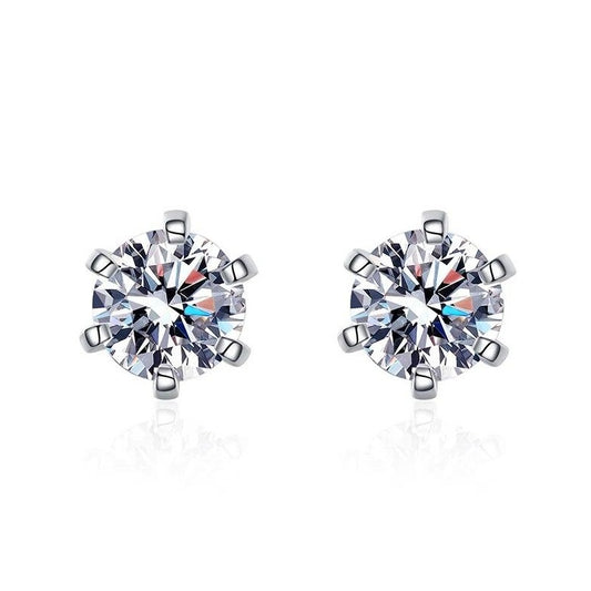 Minimalist Round Diamond Solitaire Stud Earrings