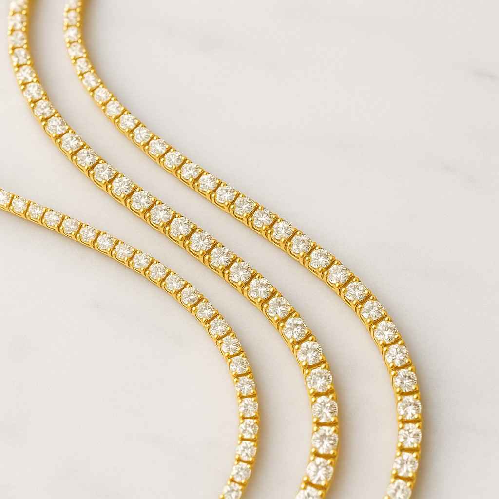 Minimalist Tennis Bracelet Round Cut Colorless Moissanite Bracelet