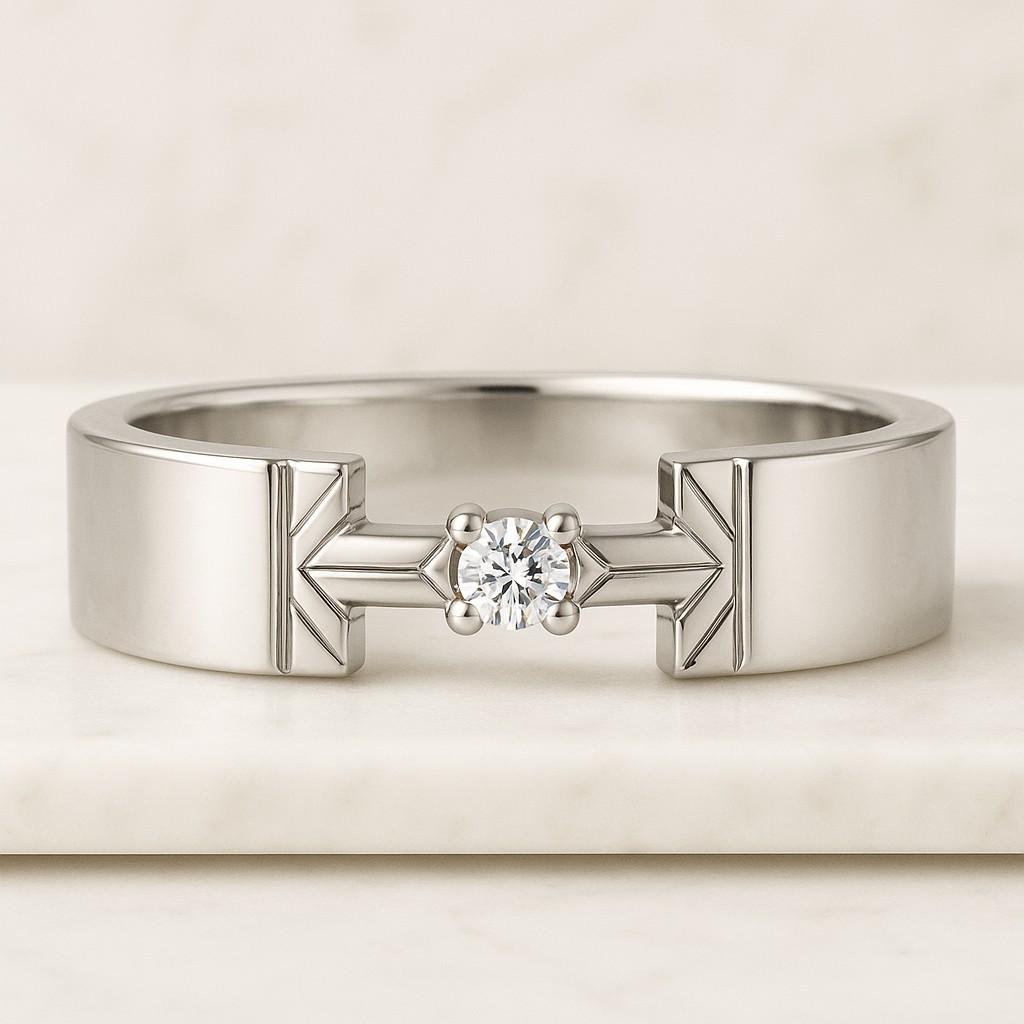 Minimalist Wedding Band Round Cut Lab Grown Engagement Ring