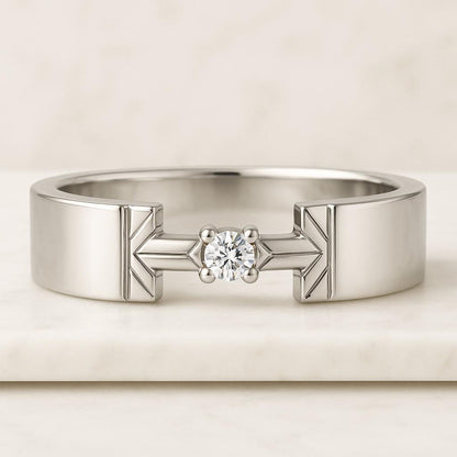 Minimalist Wedding Band Round Cut Lab Grown Engagement Ring