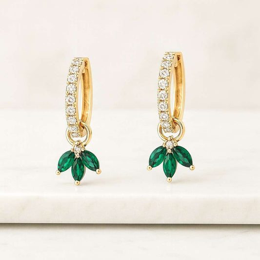 Mixed Shape Emerald Earrings in 14k, 18k and Platinum