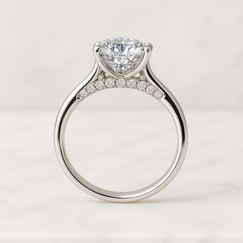 Modern Engagement Ring 14K Solid Gold Emerald Cut Solitaire Rings for Women