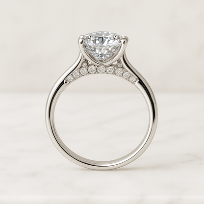 Modern Engagement Ring 14K Solid Gold Emerald Cut Solitaire Rings for Women