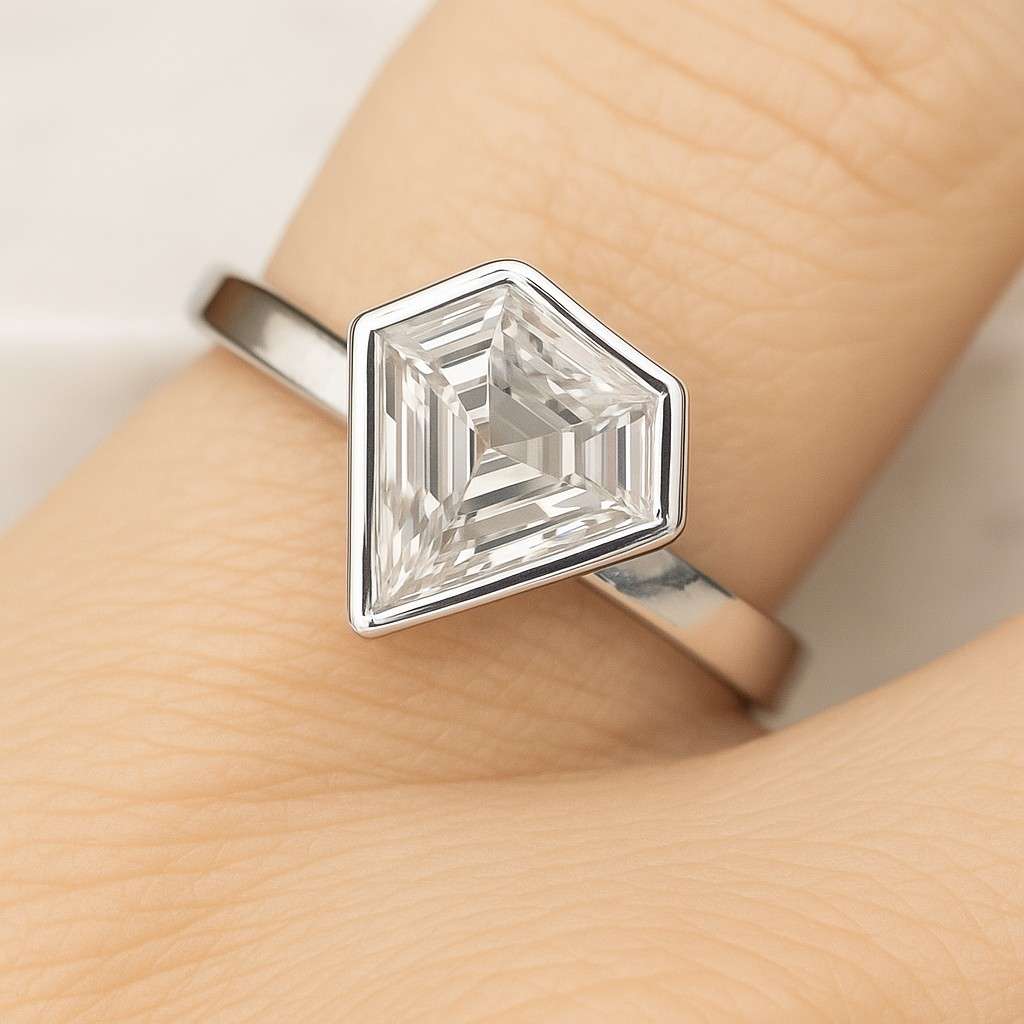 Modern Geometric Wedding Ring 14K Gold Solitaire Promise Ring