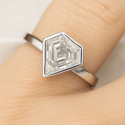 Modern Geometric Wedding Ring 14K Gold Solitaire Promise Ring