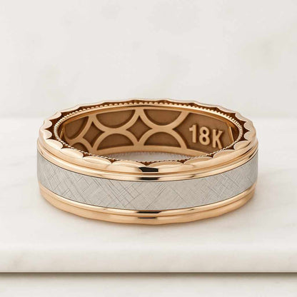 Modern Gold Band Gold Chain Link Band Chain Wedding Ring Wrap Around Gap Ring Unique Anniversary Jewelry Gift