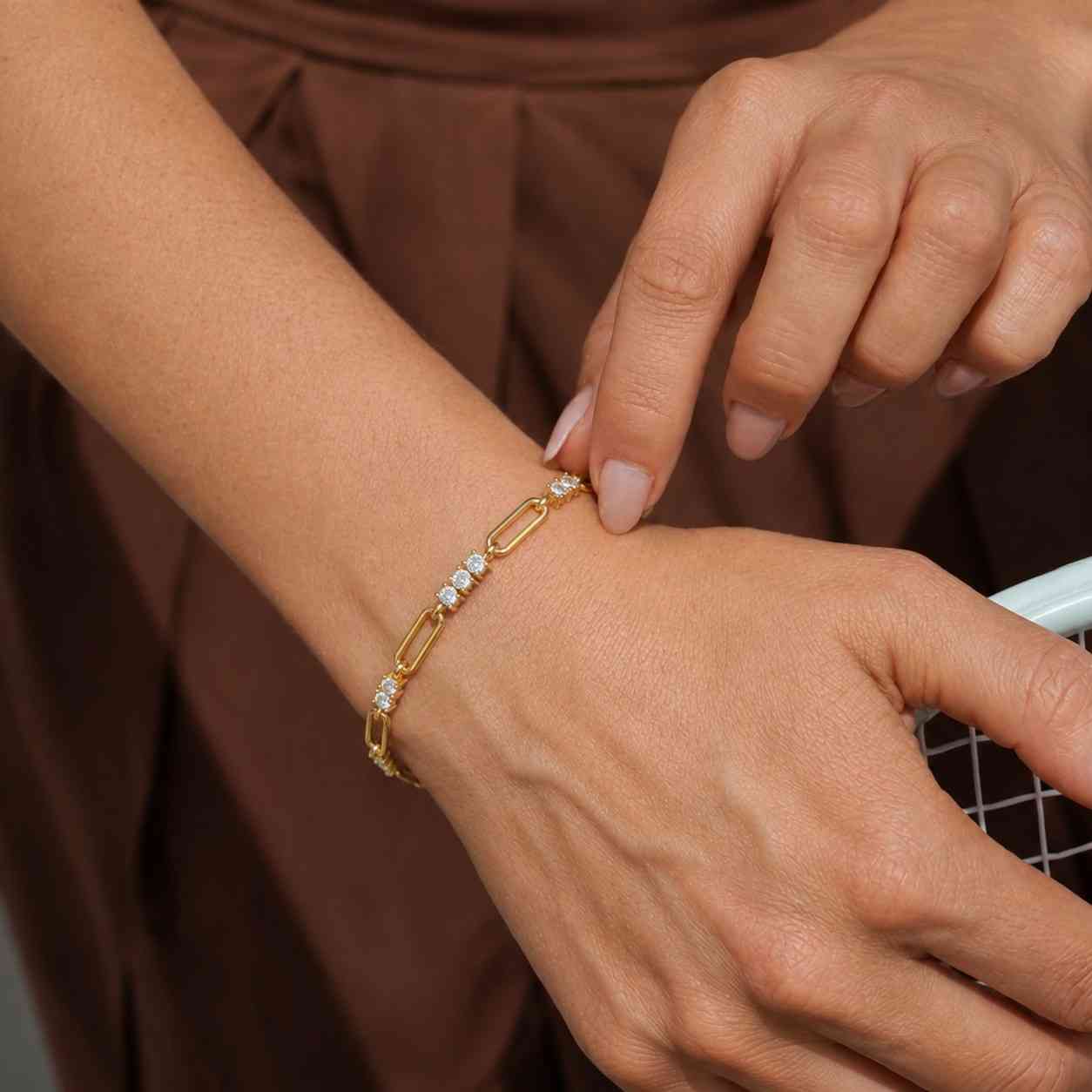 Modern Lab Diamond Paperclip Link Bracelet, 14k Gold Lab Grown Pavé Link Chain, Geometric Octagon Clasp, Modern Stackable Fine Jewelry