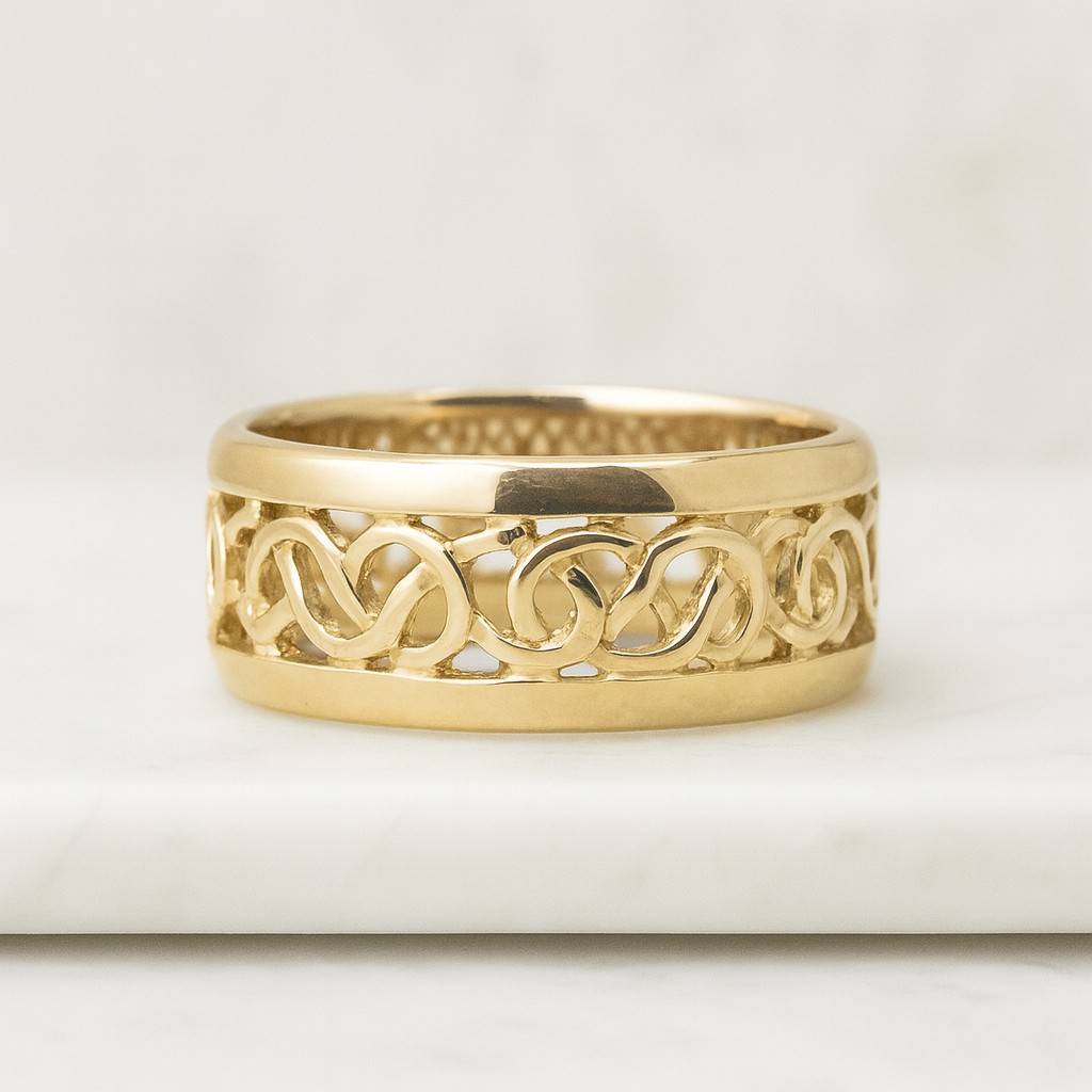 Modern Luxury Solid Gold wedding band Gold Chain Ring for Women