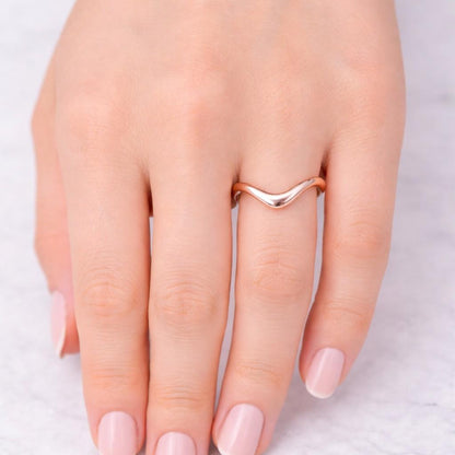 Modern V Shape Contour Wedding Band
