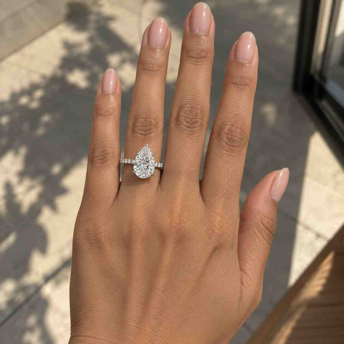 Modified Pear Cut Lab Grown Diamond Engagement Ring, Gold Solitaire Ring, Unique Pear Shaped Ring, Modern Promise Ring, Gift for Her
